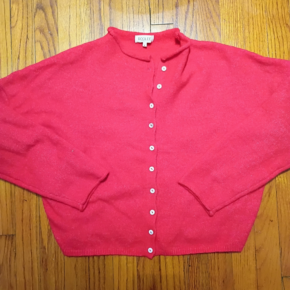 NWOT Roolee Red A Single Moment Button Up Cardigan Size Small